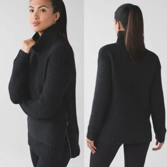 lululemon athletica Sweaters - Lululemon Karma Kurmasana Sweater Merino Wool Waffle Knit Turtleneck Oversized